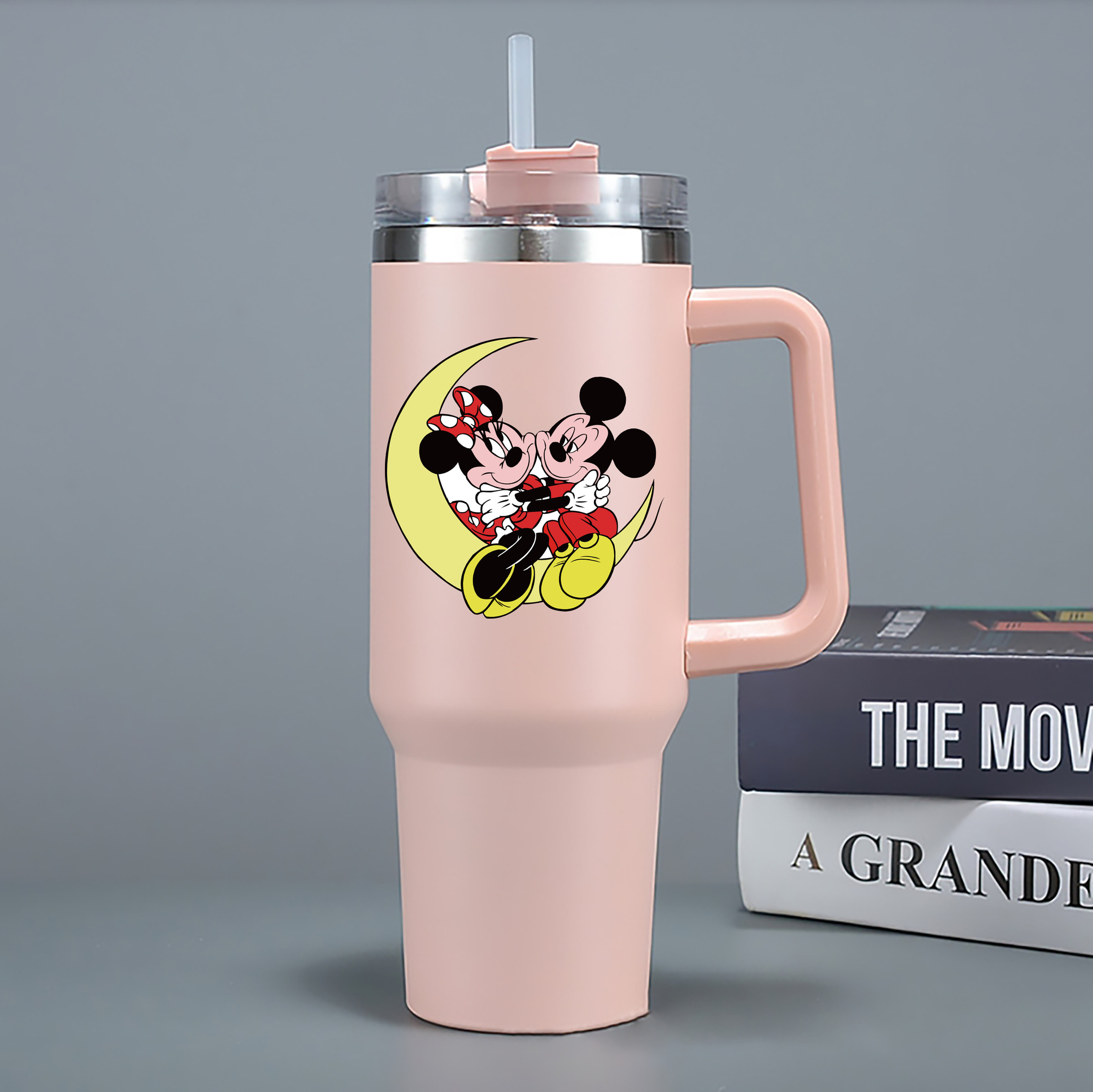 （画像用） ミッキーマウス Mickey Mouse 1200mL車用タンブラー - クリスタルステッカー（プラスチックストロー付き）